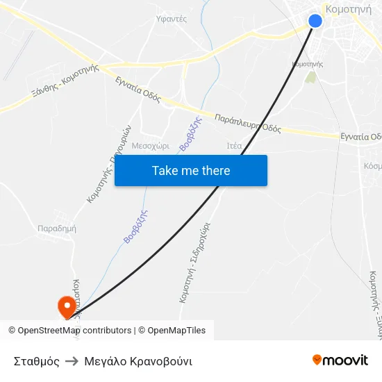 Σταθμός to Mεγάλο Κρανοβούνι map