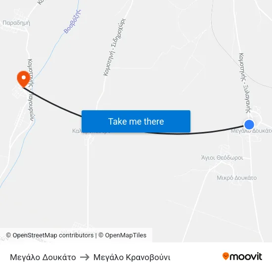 Μεγάλο Δουκάτο to Mεγάλο Κρανοβούνι map
