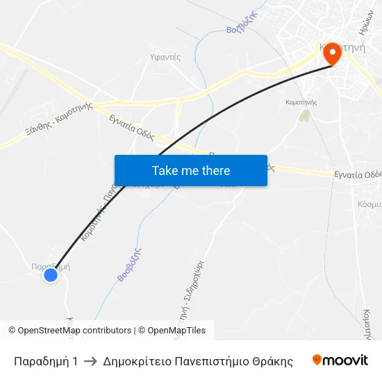 Paradimi 1 to Democritus University of Thrace map