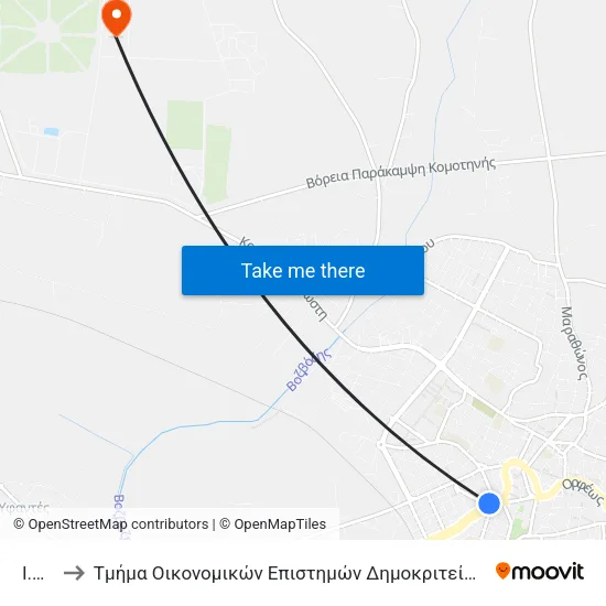 IKA to Department of Economic Sciences of Democritus University map