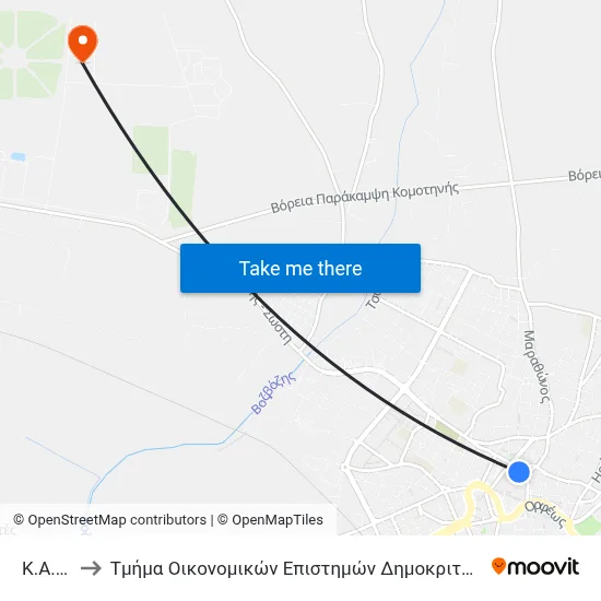 K.A.P.I. to Department of Economic Sciences of Democritus University map