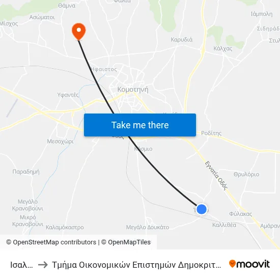 Isalos 2 to Department of Economic Sciences of Democritus University map