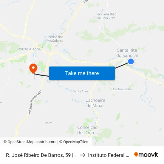 R. José Ribeiro De Barros, 59 | Inatel - Sentido Recanto to Instituto Federal Do Sul De Minas map