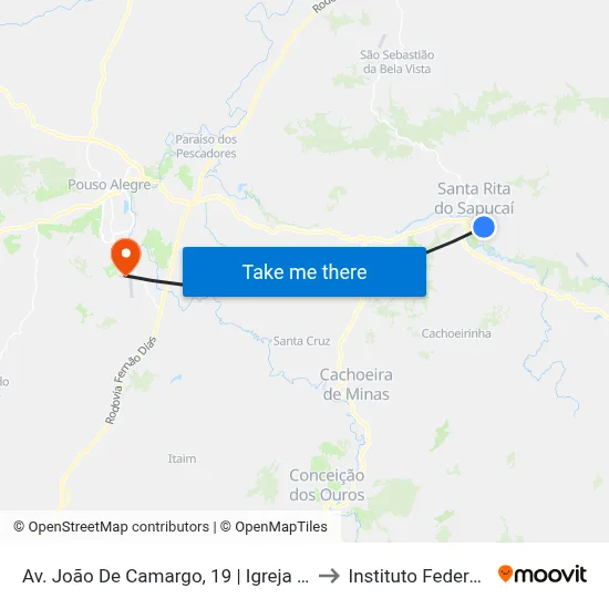 Av. João De Camargo, 19 | Igreja De São Benedito - Sentido Recanto to Instituto Federal Do Sul De Minas map