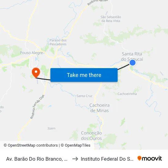 Av. Barão Do Rio Branco, 200 | Correios to Instituto Federal Do Sul De Minas map