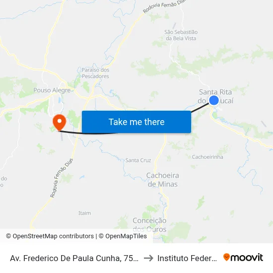 Av. Frederico De Paula Cunha, 750 | Praça Do Jeffinho - Sentido Bairro to Instituto Federal Do Sul De Minas map