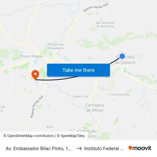 Av. Embaixador Bilac Pinto, 1000 | Pesqueiro Tô À Toa to Instituto Federal Do Sul De Minas map