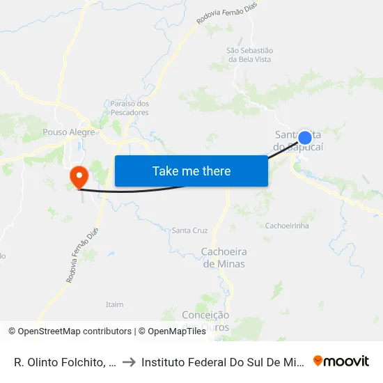 R. Olinto Folchito, 25 to Instituto Federal Do Sul De Minas map