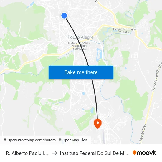 R. Alberto Paciuli, 89 to Instituto Federal Do Sul De Minas map