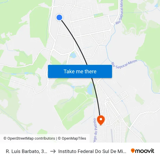 R. Luís Barbato, 336 to Instituto Federal Do Sul De Minas map