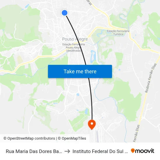 Rua Maria Das Dores Barbosa, 60 to Instituto Federal Do Sul De Minas map