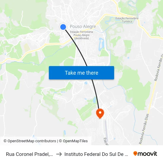 Rua Coronel Pradel, 744 to Instituto Federal Do Sul De Minas map