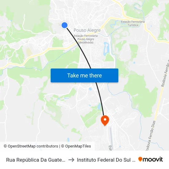 Rua República Da Guatemala, 213 to Instituto Federal Do Sul De Minas map