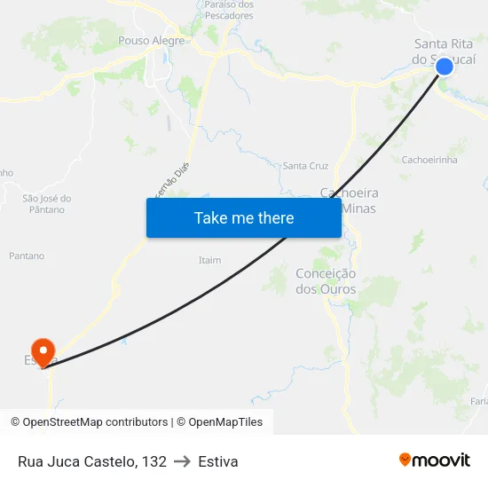 Rua Juca Castelo, 132 to Estiva map