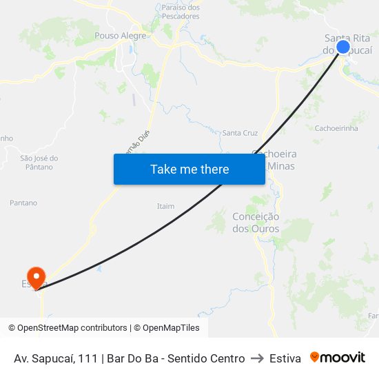 Av. Sapucaí, 111 | Bar Do Ba - Sentido Centro to Estiva map