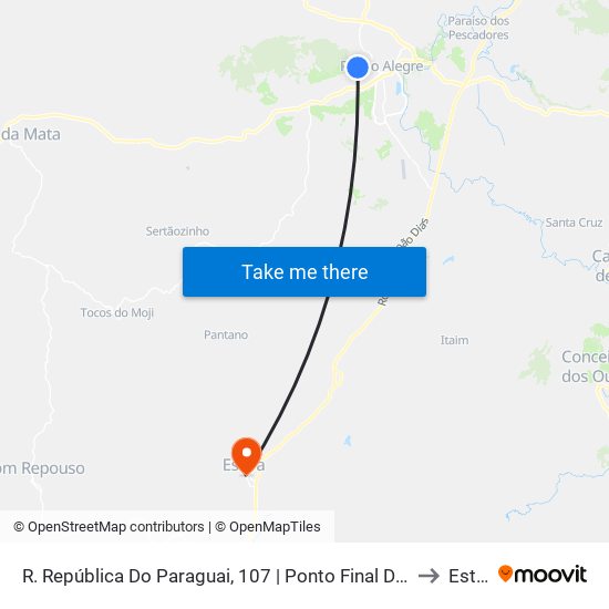 R. República Do Paraguai, 107 | Ponto Final Do Polivalente to Estiva map