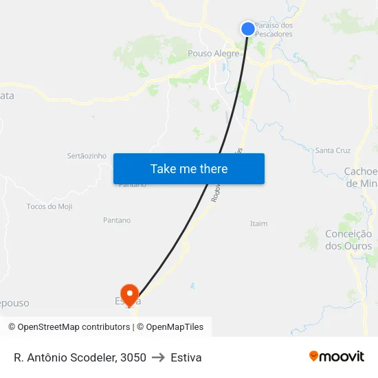 R. Antônio Scodeler, 3050 to Estiva map