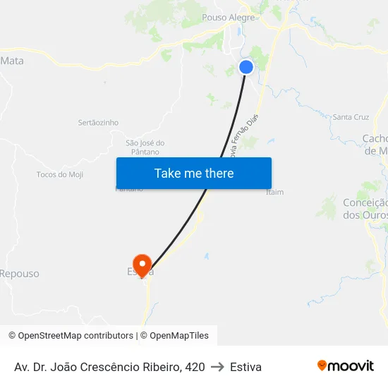 Av. Dr. João Crescêncio Ribeiro, 420 to Estiva map