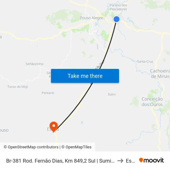 Br-381 Rod. Fernão Dias, Km 849,2 Sul | Sumidenso Do Brasil to Estiva map