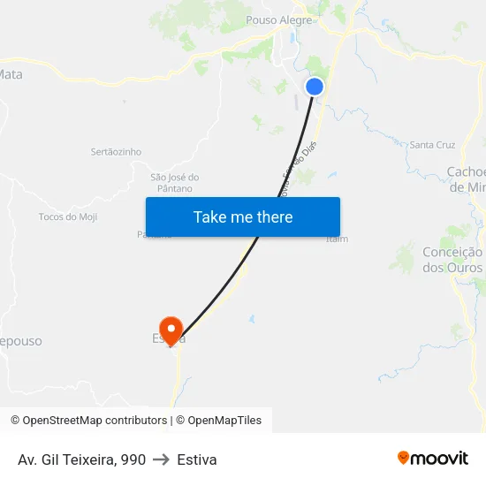 Av. Gil Teixeira, 990 to Estiva map