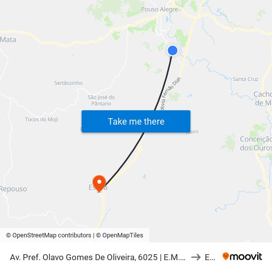 Av. Pref. Olavo Gomes De Oliveira, 6025 | E.M. Clarice Toledo – Sentido Centro to Estiva map