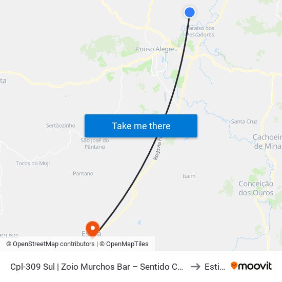 Cpl-309 Sul | Zoio Murchos Bar – Sentido Centro to Estiva map