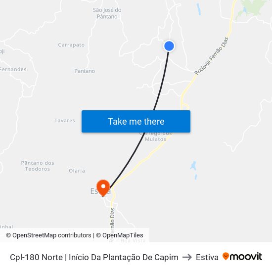 Cpl-180 Norte | Início Da Plantação De Capim to Estiva map