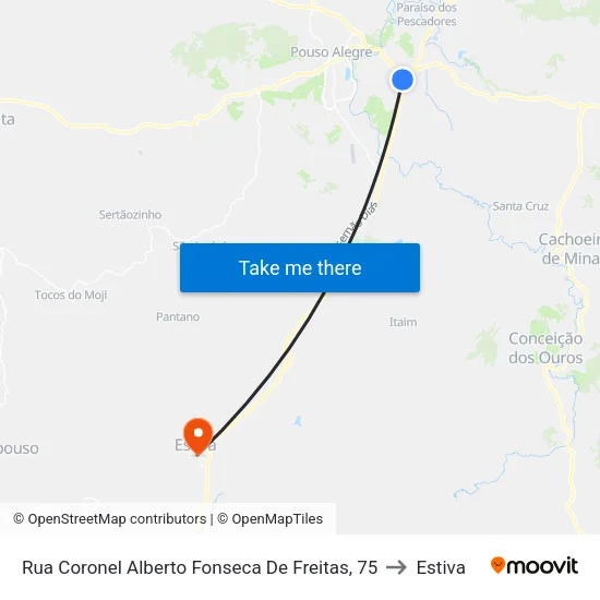 Rua Coronel Alberto Fonseca De Freitas, 75 to Estiva map