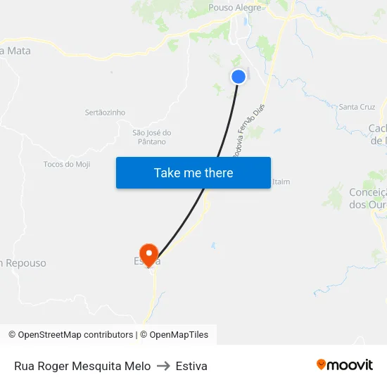 Rua Roger Mesquita Melo to Estiva map