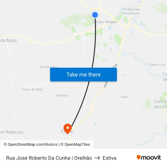 Rua José Roberto Da Cunha | Orelhão to Estiva map