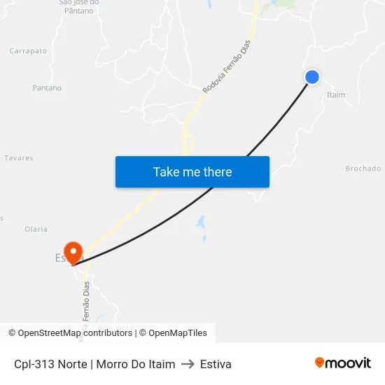 Cpl-313 Norte | Morro Do Itaim to Estiva map