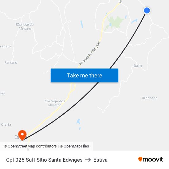 Cpl-025 Sul | Sítio Santa Edwiges to Estiva map