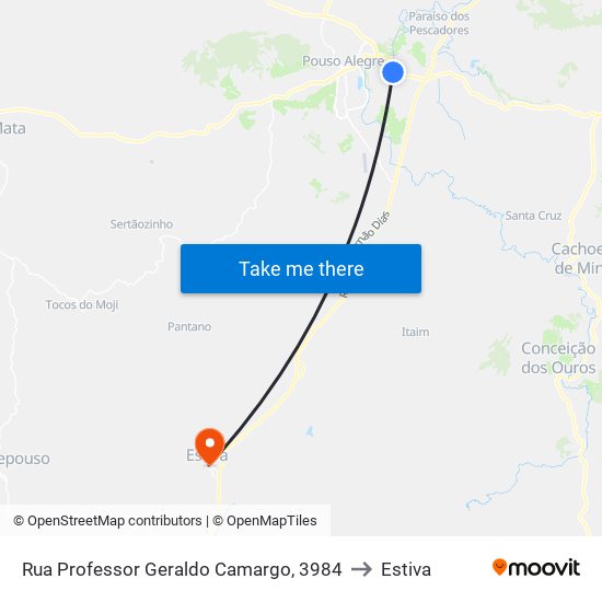 Rua Professor Geraldo Camargo, 3984 to Estiva map