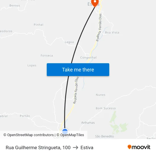Rua Guilherme Stringueta, 100 to Estiva map