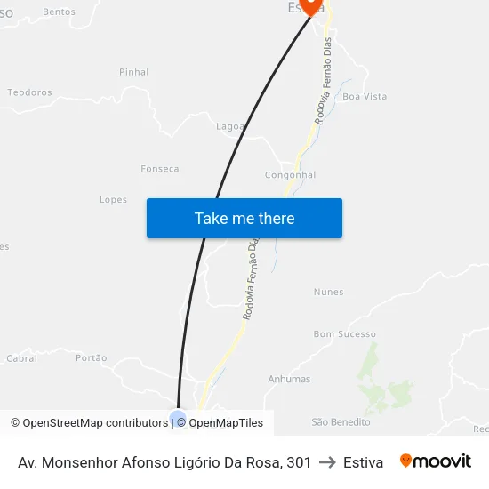 Av. Monsenhor Afonso Ligório Da Rosa, 301 to Estiva map