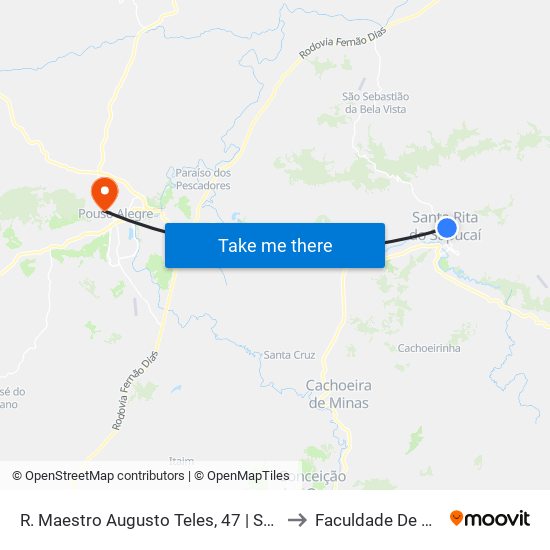 R. Maestro Augusto Teles, 47 | Subida Lajes Pré-Moldadas - Sentido Recanto to Faculdade De Direito Do Sul De Minas map