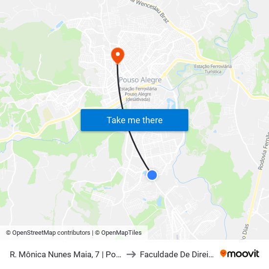 R. Mônica Nunes Maia, 7 | Ponto Final Do Árvore Grande to Faculdade De Direito Do Sul De Minas map