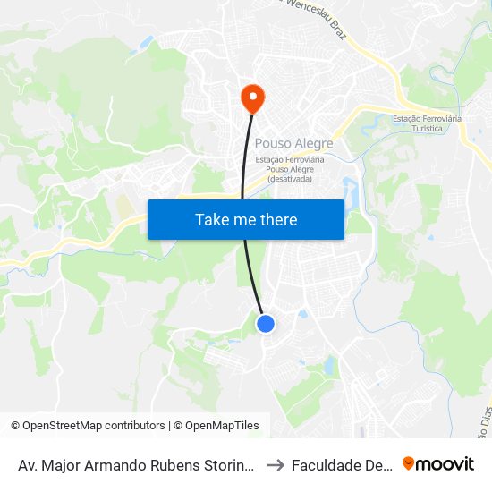 Av. Major Armando Rubens Storino, 2200 | Justiça Do Trabalho/Cimed – Sentido Bairro to Faculdade De Direito Do Sul De Minas map