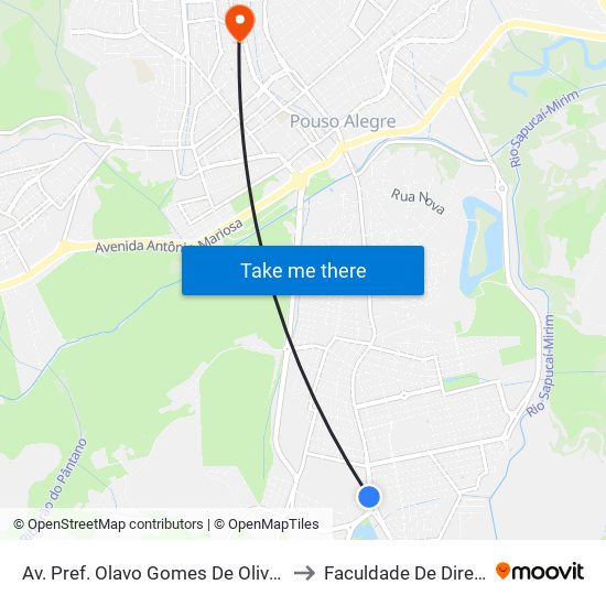 Av. Pref. Olavo Gomes De Oliveira, 2790 | Defensoria Pública to Faculdade De Direito Do Sul De Minas map