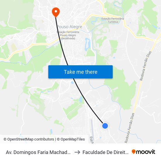 Av. Domingos Faria Machado, 20 | Descida Da Ambev to Faculdade De Direito Do Sul De Minas map