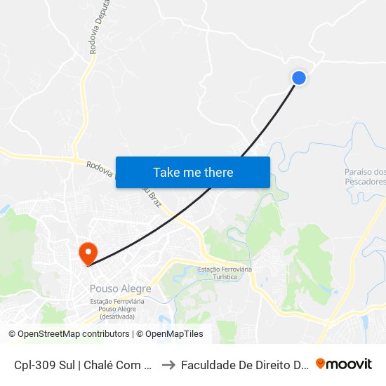 Cpl-309 Sul | Chalé Com Cerca De Bambu to Faculdade De Direito Do Sul De Minas map