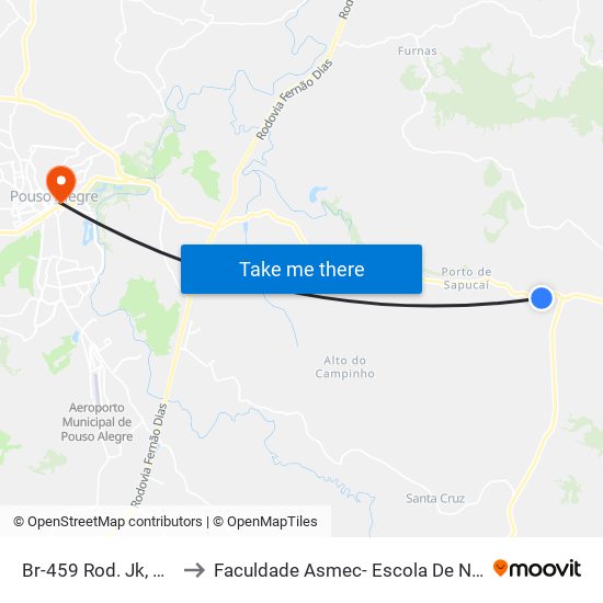 Br-459 Rod. Jk, Km 118,8 Oeste to Faculdade Asmec- Escola De Negócios De Pouso Alegre map