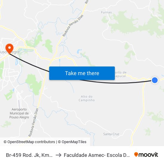 Br-459 Rod. Jk, Km 120,7 Leste | Linear to Faculdade Asmec- Escola De Negócios De Pouso Alegre map