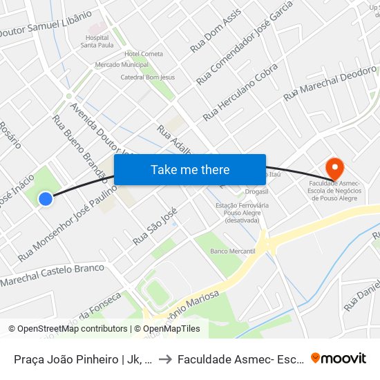 Praça João Pinheiro | Jk, Belo Horizonte, Sta. Doroteia, Fátima to Faculdade Asmec- Escola De Negócios De Pouso Alegre map