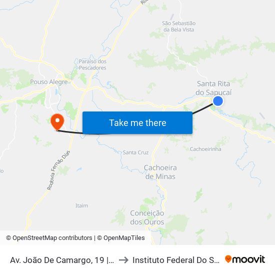 Av. João De Camargo, 19 | Igreja De São Benedito - Sentido Recanto to Instituto Federal Do Sul De Minas - Campus Pouso Alegre map