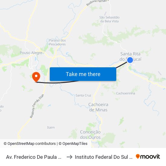 Av. Frederico De Paula Cunha, 434 | Pastelaria Do Tonhão to Instituto Federal Do Sul De Minas - Campus Pouso Alegre map