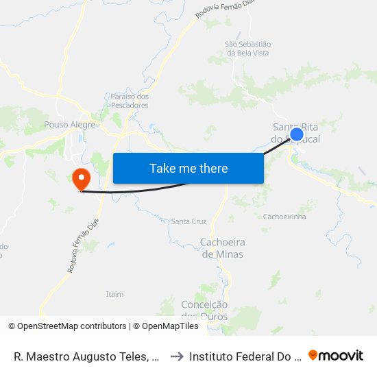R. Maestro Augusto Teles, 47 | Subida Lajes Pré-Moldadas - Sentido Recanto to Instituto Federal Do Sul De Minas - Campus Pouso Alegre map
