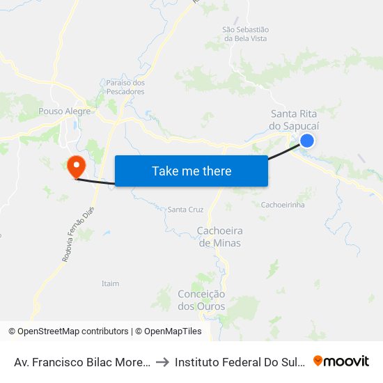 Av. Francisco Bilac Moreira Pinto, 20 | Igreja De Santa Luzia to Instituto Federal Do Sul De Minas - Campus Pouso Alegre map