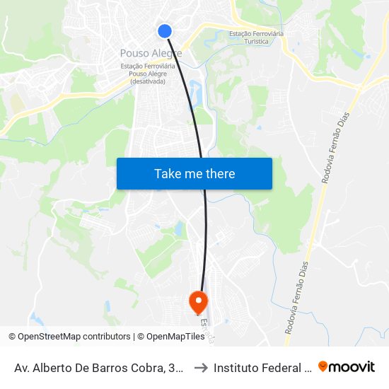 Av. Alberto De Barros Cobra, 345 | Igoe – Instituto De Gastroenterologia E Odontologia Especializado to Instituto Federal Do Sul De Minas - Campus Pouso Alegre map