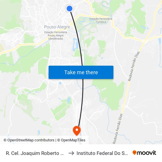 R. Cel. Joaquim Roberto Duarte, 218 | Kids Point – Sentido Bairro to Instituto Federal Do Sul De Minas - Campus Pouso Alegre map